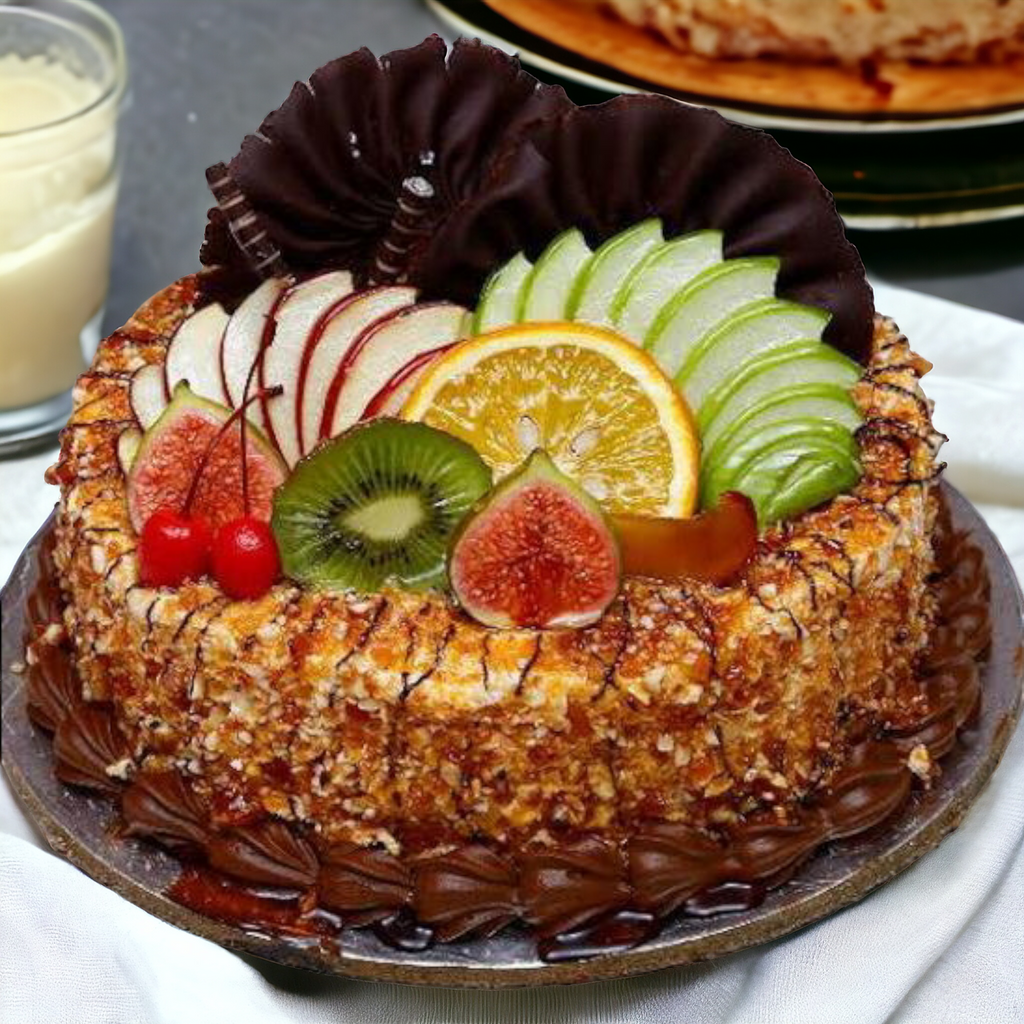 BUtterscotch fruit topping cake delivery in INdia - Expressluv